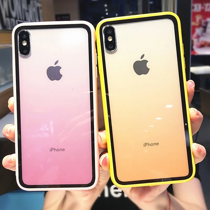 Lovebay Transparent Gradient Phone Cases for iPhone 11Pro XS Max XR X Acrylic Candy Cover 11 7 8 6 6S Plus Back |