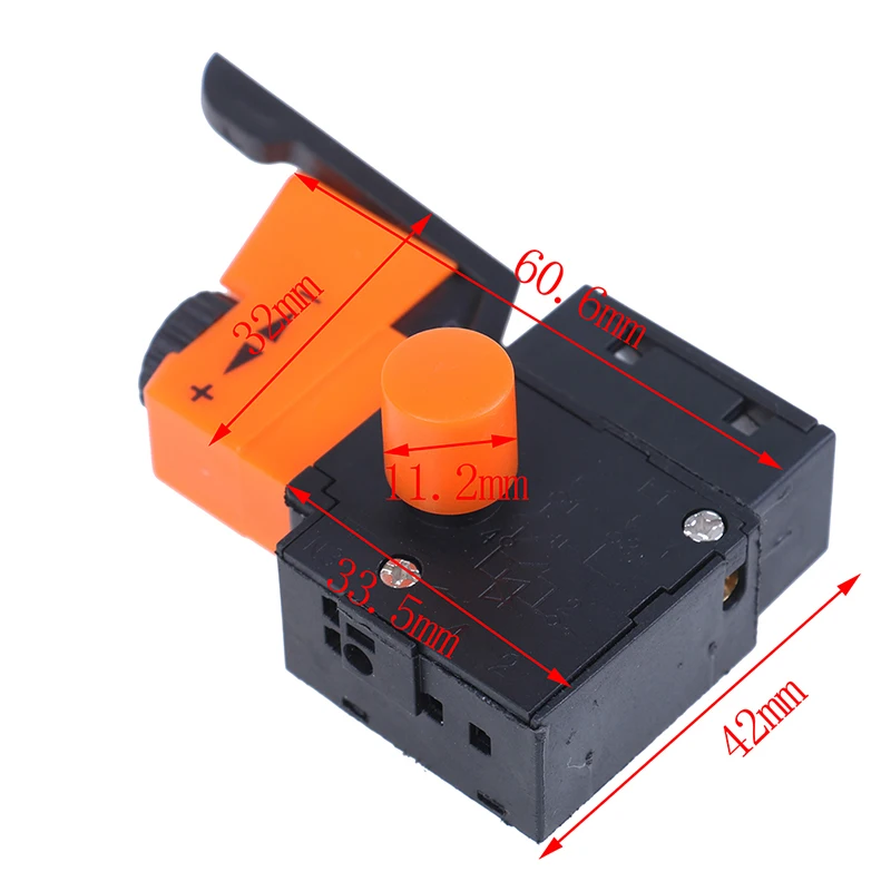 

1pc AC 220V/6A FA2/61BEK Adjustable Speed Switch Plastic Metal For Electric Drill Trigger Switches High Quality