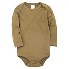 Нижнее белье Honeyzone для маленьких мальчиков, хлопковое весеннее коричневое однотонное боди с длинными рукавами для новорожденных детей, 2020