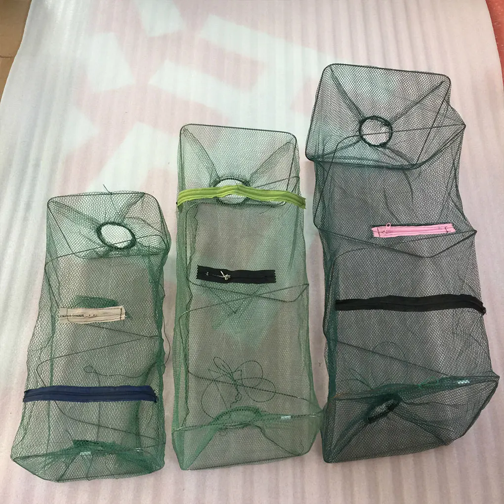 Mesh Crab Fishing Net Crayfish Lobster Shrimp Prawn Hand Trap Foldable Network Cage Random Color |