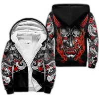 mask tattoo 3d printed fleece zipper hoodies men women winter warm plus velvet jacket casual coat 02