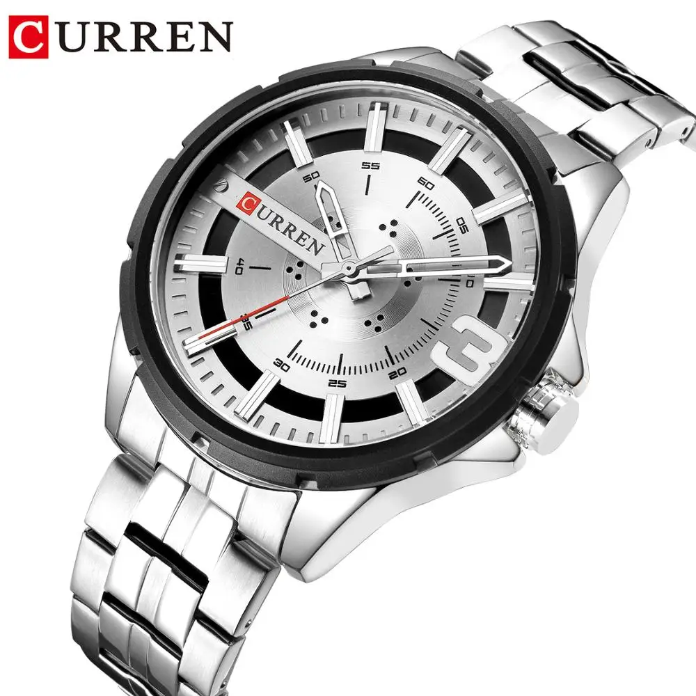 

CURREN Business Watches Mens Dial Quartz Watch Waterproof Wristwatch Stainless Steel Men Clock Male Reloj