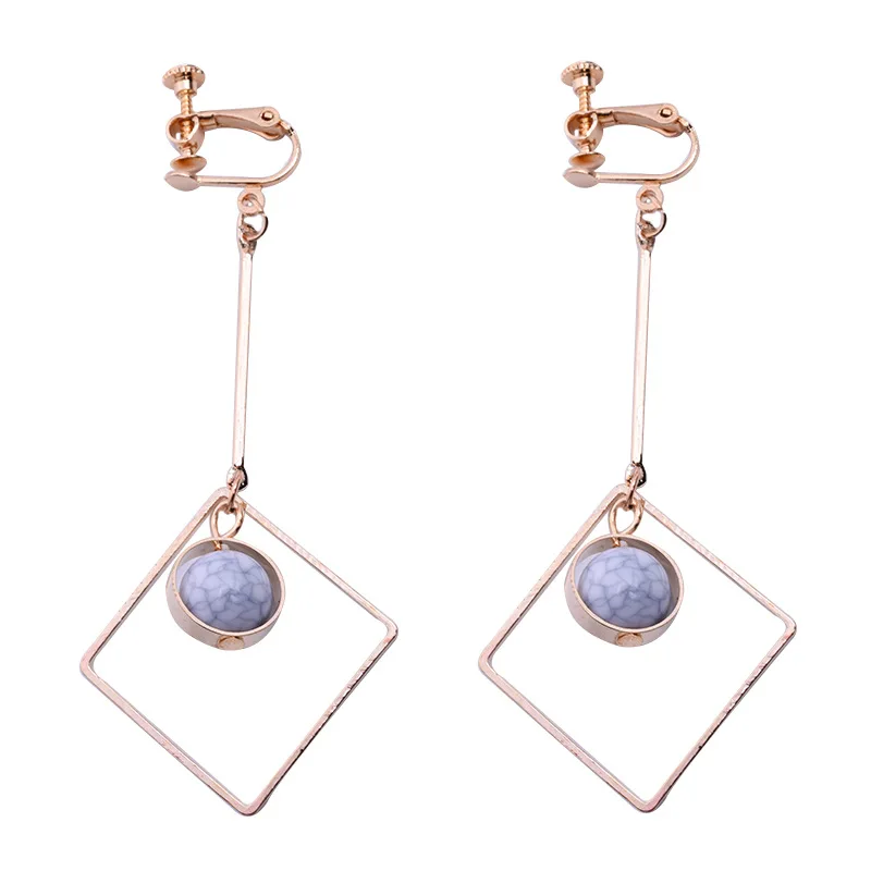 Модные стильные длинные геометрические серьги без пирсинга клипсы для ушей