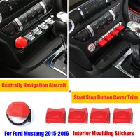 centrally navigation aircraft start stop button cover trim red for ford mustang 2015 interior moulding stickers new