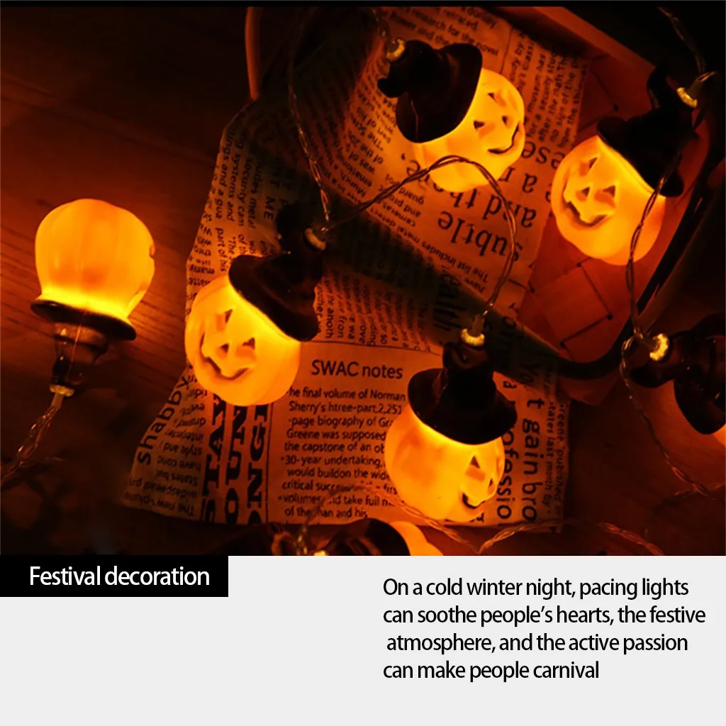 

3M Halloween 3D Plastic Pumpkin String Lights 20LED AC220V Orange Pumpkin Lights Halloween Holiday Decoration Lanterns Party Toy