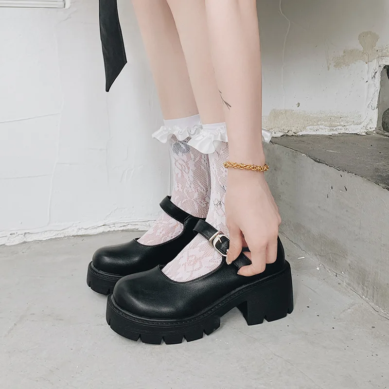 

Women Gothic Retro British PU Leather Ankle Boots Girls Students Japanese Anime Kawaii Academy Footwear JK Lolita Cosplay Shoes