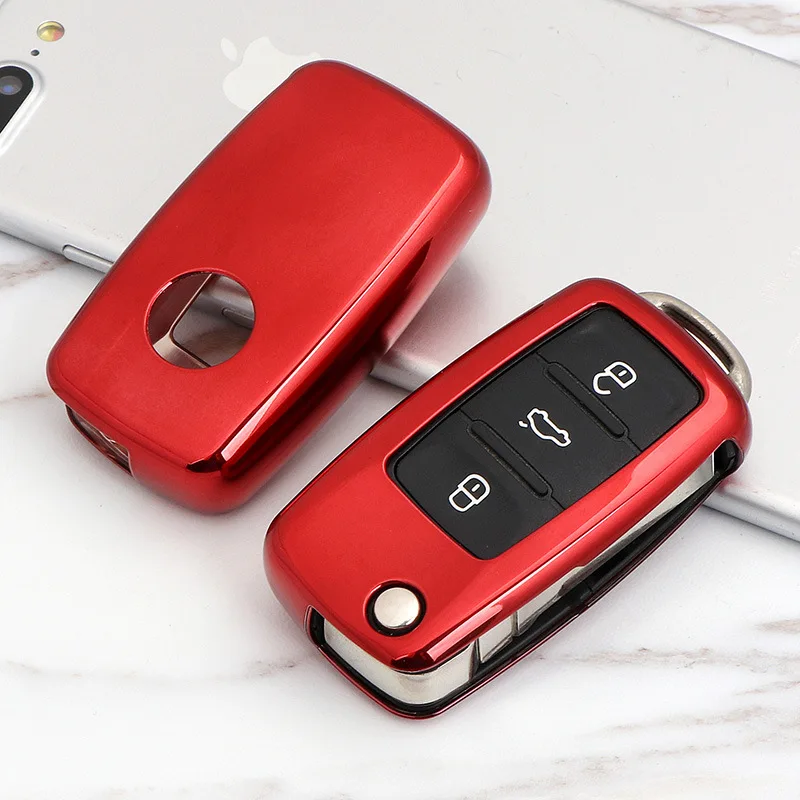 Мягкий чехол для ключа из TPU для Volkswagen-New Passat Tiguan Polo Shell-специальной оболочки для защиты автомобильного интерьера.
