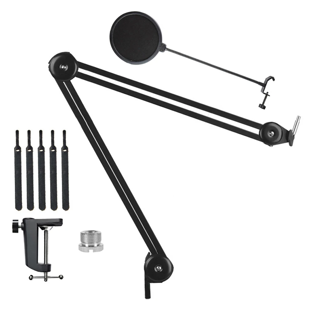 Microphone Boom Arm Stand Microphone Pop Filter Set Cantilever Bracket Tripod Suspension Scissor Spring Built-in Mic Stand