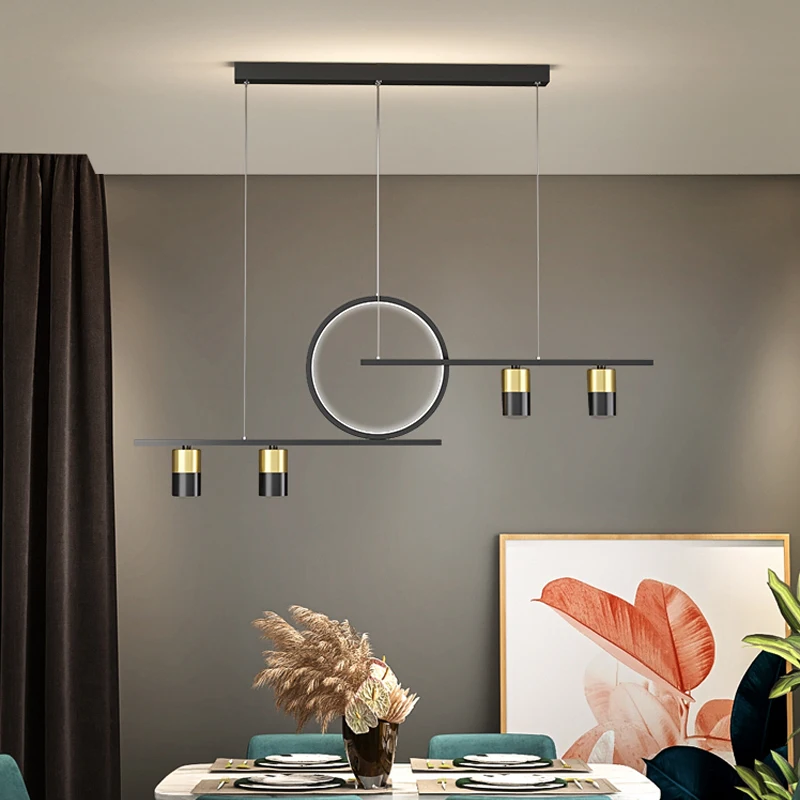 

Black Led Pendant Lights Restaurant Dining Room Living Kitchen Lamp Modern Suspension Luminaire 4 Arms Home hanglamp Lighting