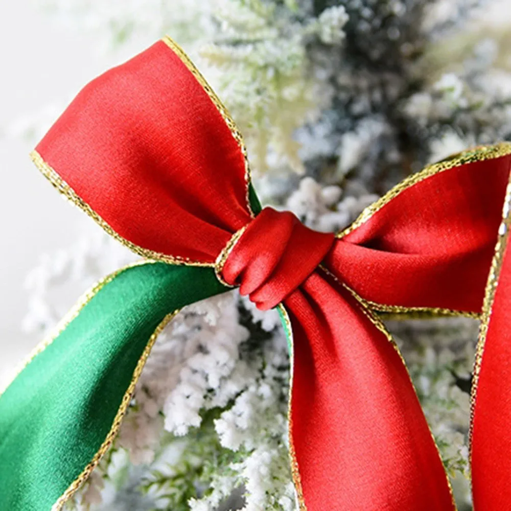 2 м Рождественская двухсторонняя Проводная атласная лента для ручной работы