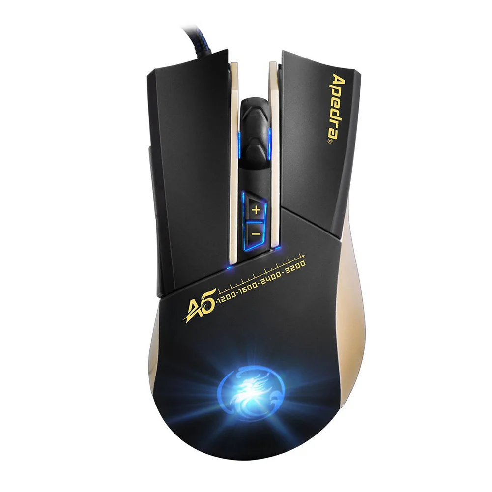 Проводная игровая мышь APEDRA A5 USB оптическая 7 кнопок бесшумная со светодиодный Ной