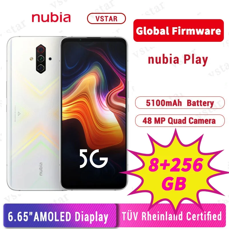 Глобальная прошивка поддержка Nubia играть 5G смартфон 6 65 дюймов Экран 8 Гб 256 Snapdragon