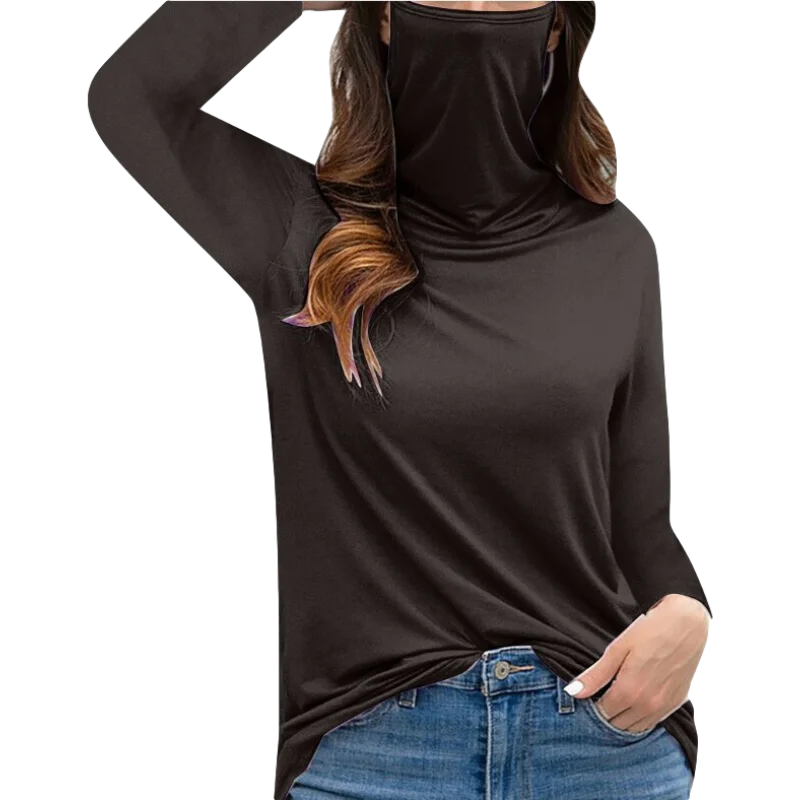 Женские свободные модные ушным вкладышем Тип футболка с высоким воротником