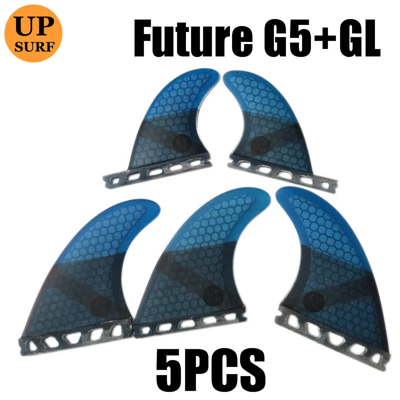 5 шт./4 шт. набор плавников Upsurf Future Fin G5+ GL плавники для серфинга стекловолокно соты Quad плавники Quilhas Thruster - Цвет: 5PCS blue
