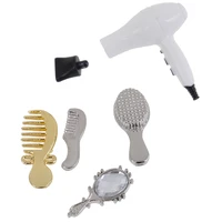 5pcsset 112 dollhouse miniature practical bathroom accessories comb hair dryer mirror model building kits kids toys