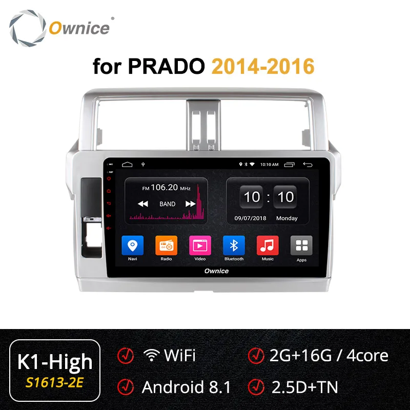 S1613-2 K1 HIGH Ownice 4G Android 9,0 Автомагнитола gps k3 k5 k6 для Toyota Prado 150 2010 2011 2012 2013- DVD 360 Panorama DSP 4G LTE SPDIF - Цвет: S1613-2 K1 HIGH