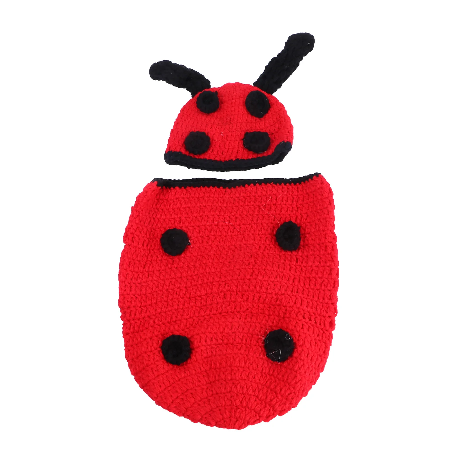 

Красный спальный мешок для новорожденных с божьей коровкой, реквизит для фотосъемки новорожденных, трикотажный реквизит для фотосъемки но...