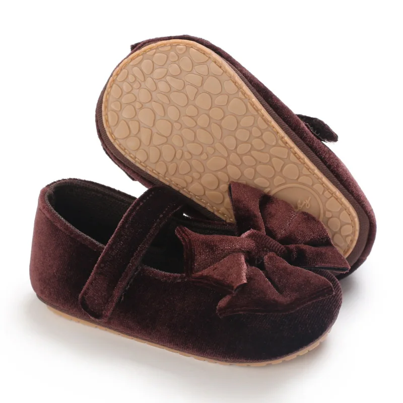 

Brand New Newborn Infant Baby Girls Princess Shoes Crib Shoes 6 Style Solid Non-slip PU Leather Bowknot Baby Shoes 0-18M