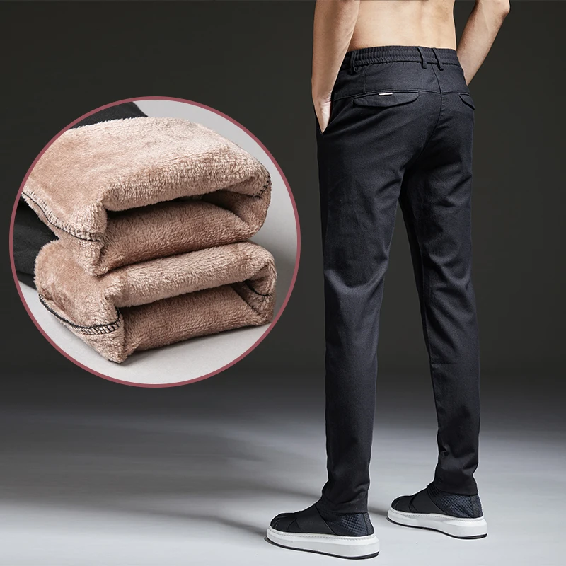 Зимние толстые плюс бархатные мужские хлопковые классические деловые