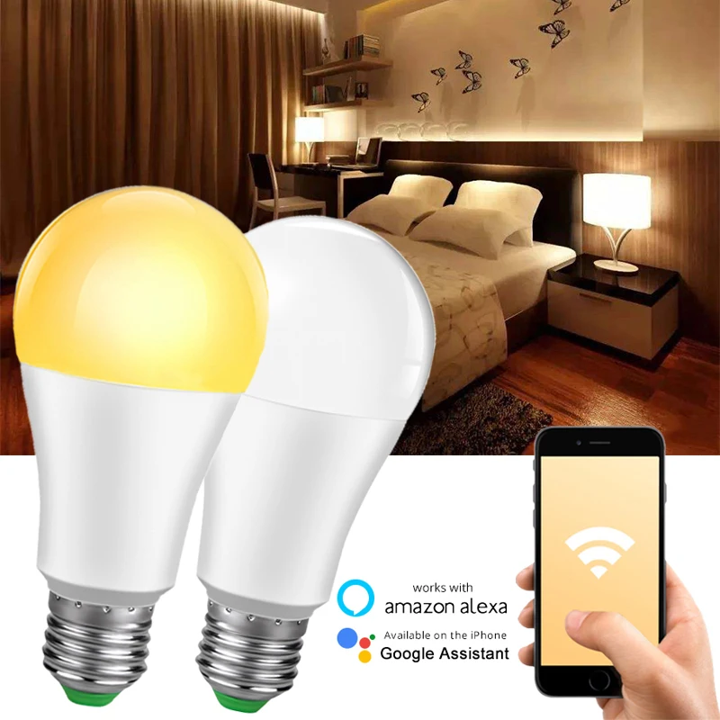 Лампа E27 умный светильник с регулируемой яркостью Wifi 15 Вт AC 85 265 в дом светодиодный