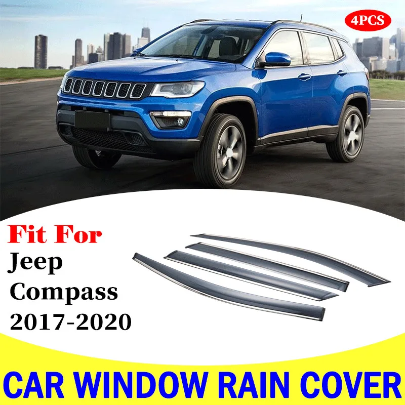 4PCS Car Window Visor Shade Vent Rain Deflector Cover For jeep Compass 2017-2020 car accessories  car rain shield deflectors