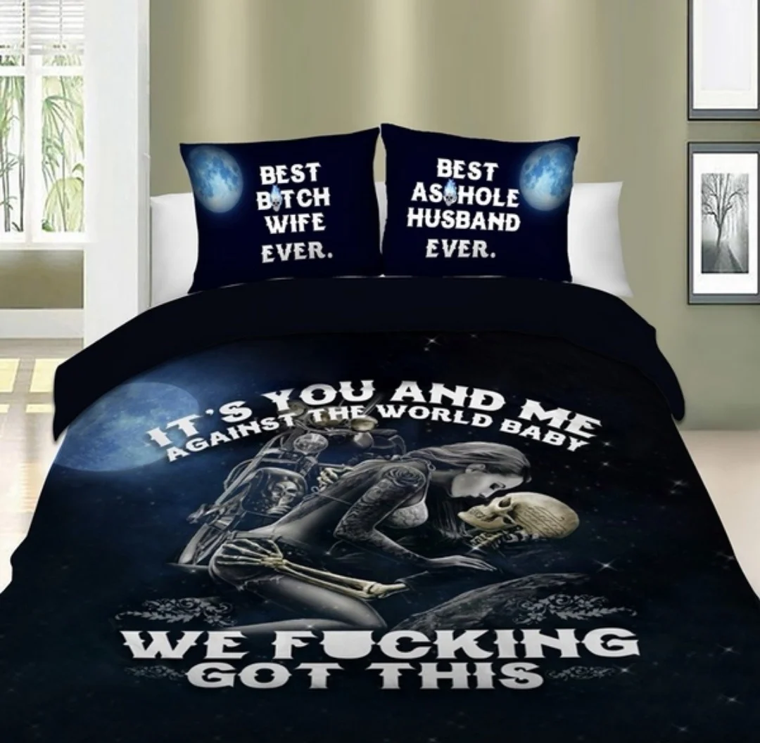

Fashion 3d Beauty and Skull Digital Printing 100% Polyester Duvet Cover Sets 1 Quilt Cover + 1/2 Pillowcases US/EU Size