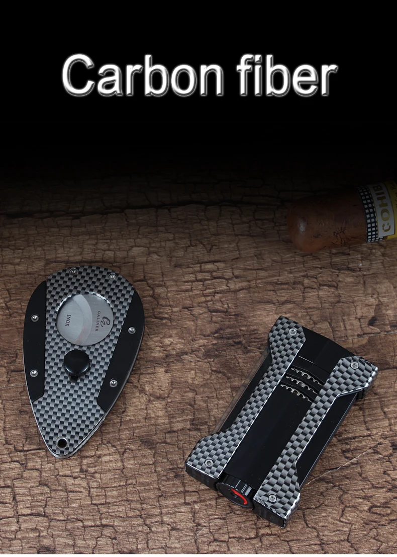 GALINER Зажигалка для сигар зажигалка бутан 1 зажигалки для COHIBA Cigar& Sharp Cutter углеродное волокно Cigar Cutter зажигалка аксессуары