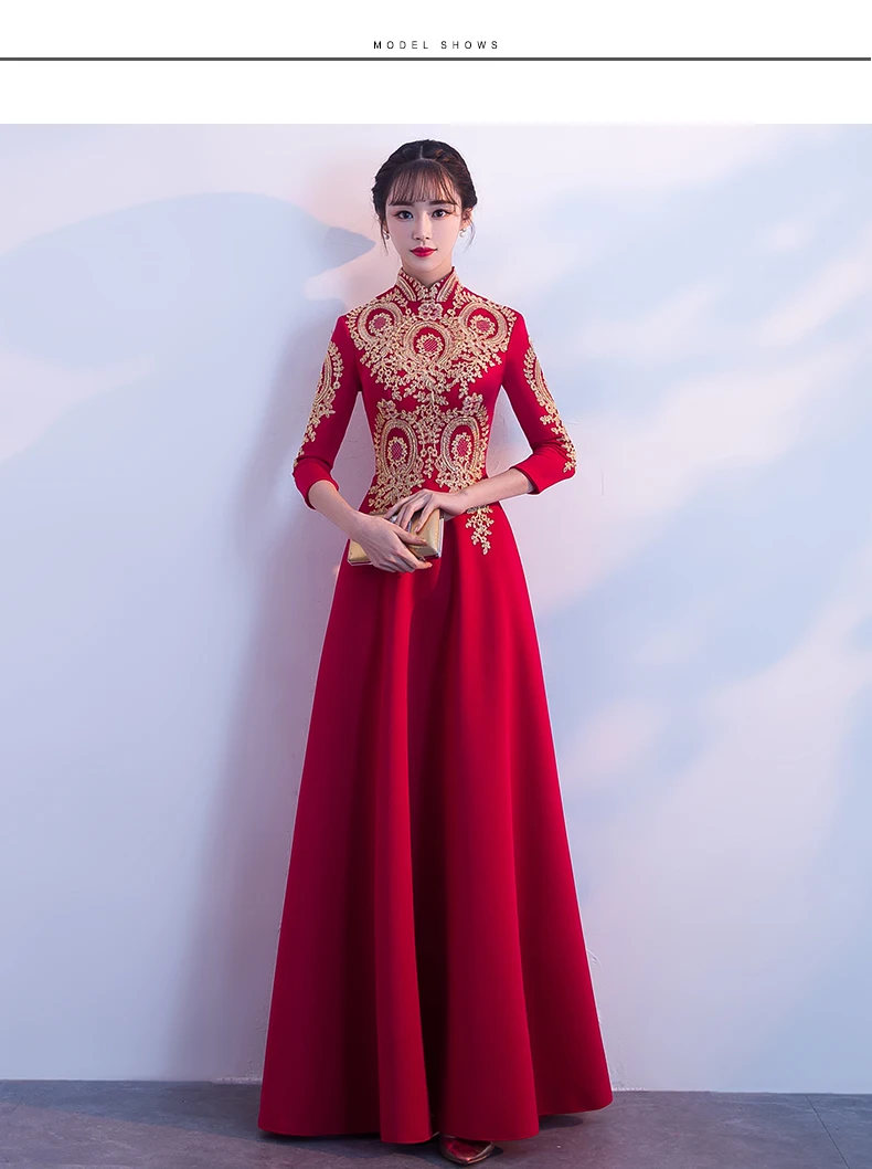 Современное китайское свадебное платье, черное, Cheongsam, Сексуальные Восточные воротники, традиционное вечернее платье, Qipao, длинное, с вышивкой, Vestido Chino