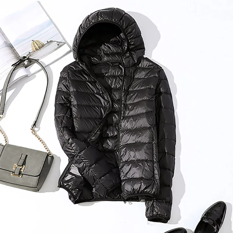 Balck Зимняя куртка больших размеров 6XL, женские теплые осенние пальто, верхняя одежда, Ультралегкая, большой размер, красная Базовая куртка, белая утепленная куртка на утином пуху, парка - Цвет: Balck