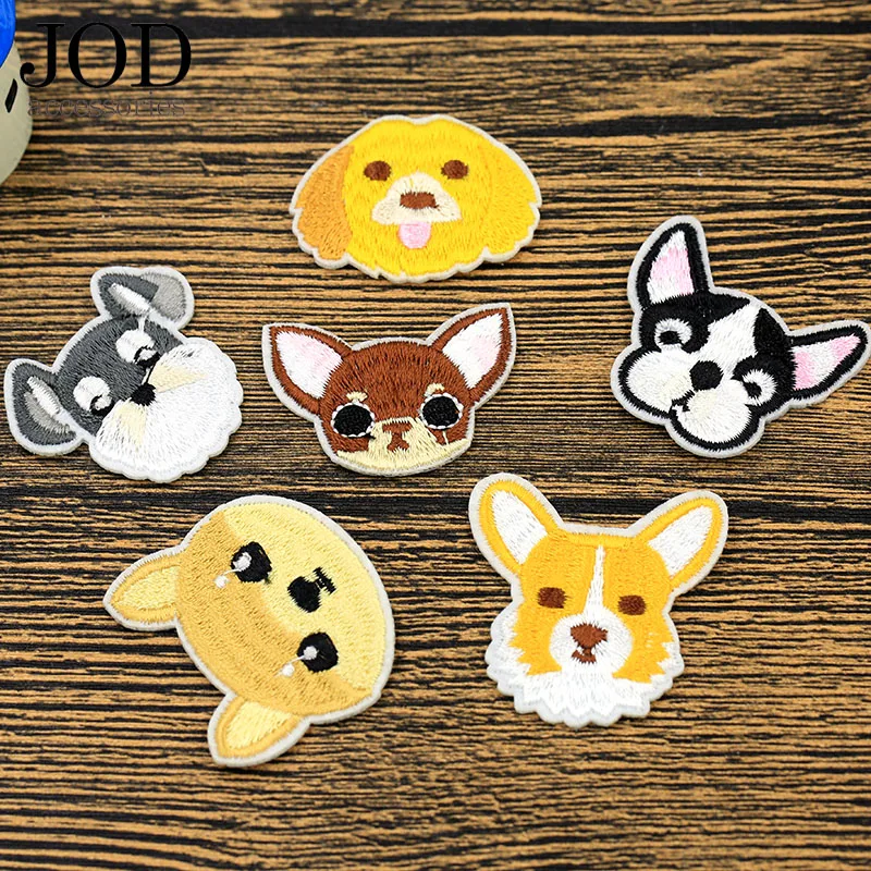 Термо наклейки на одежду с изображением головы собаки из аниме железные нашивки