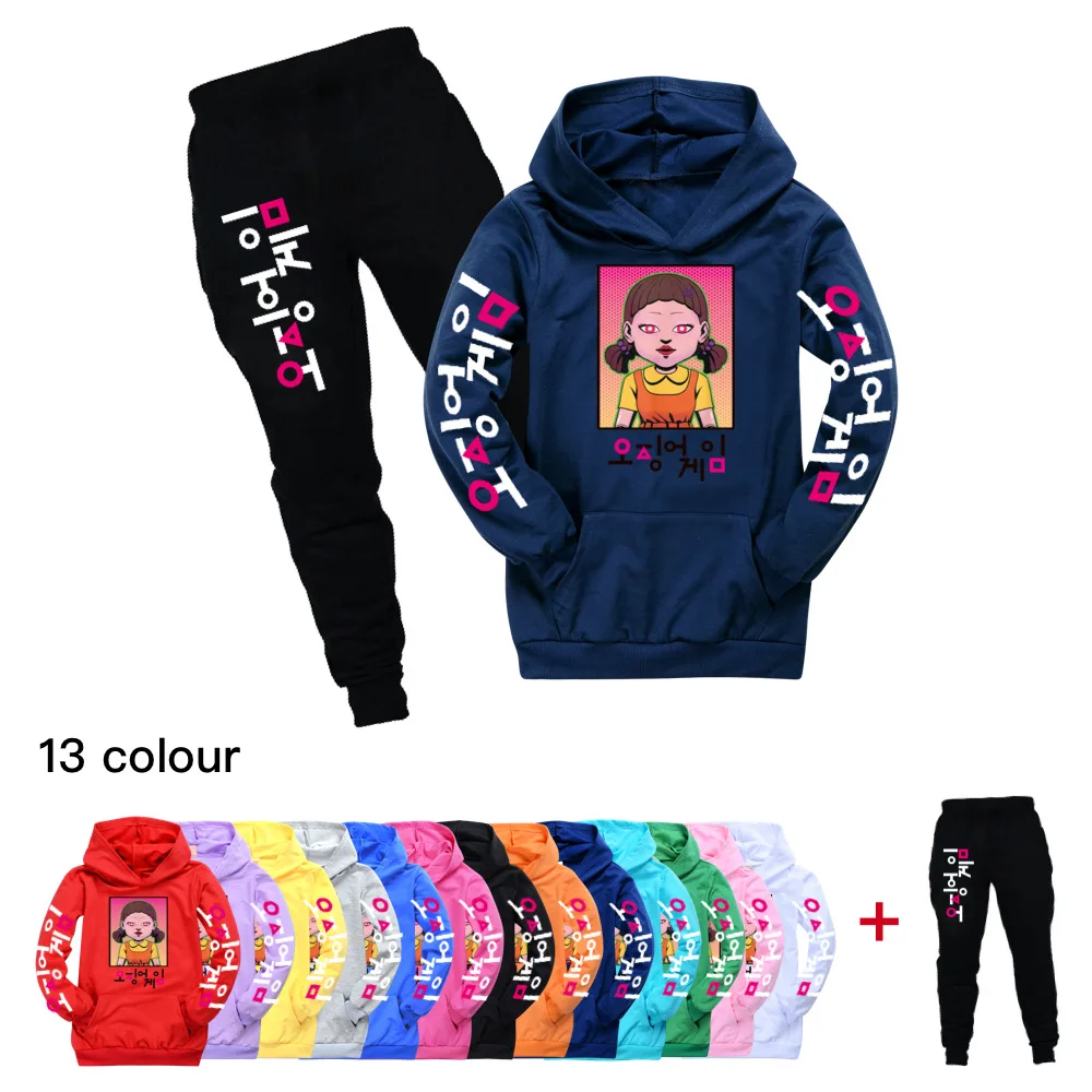 

Spring Hoodies Baby Clothes Clothing for Girls Boy Hoodies Clothes for Teenagers Sweatshirt with Pants Kid Cosplay Squid Game