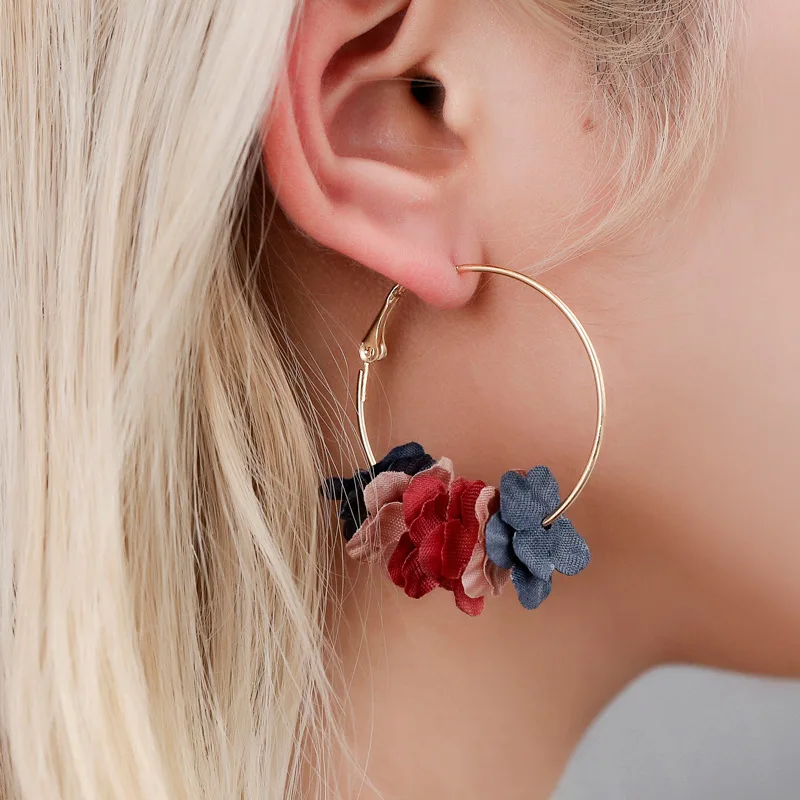 1 пара/лот Модные Новые многослойные серьги-кольца с цветами для женщин корейские