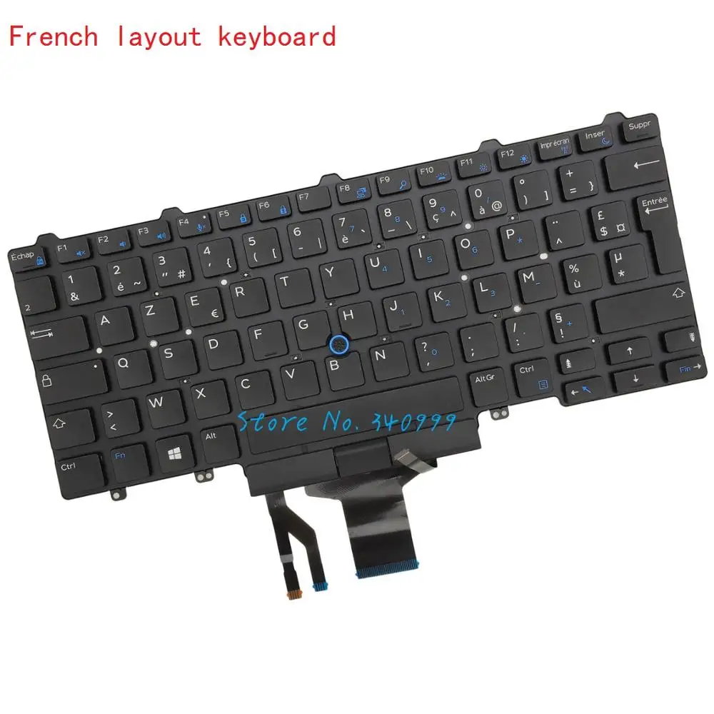 New Azerty French For DELL Latitude E5450 E5470 E7450 E7470 Laptop Keyboard With Backlit Mouse