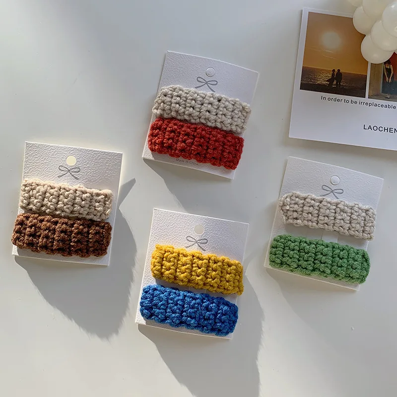 Модные вязаные заколки для волос ручной работы из пряжи зажим с вязаным крючком