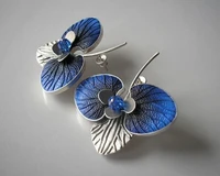 fashion simple lady bohemia retro simple sapphire leaf earrings retrotremella ornaments