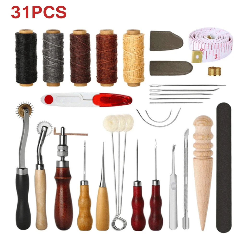 

Leather Tools Leather Craft Tools Kit with Instructions for Hand Sewing Stitching, Work Saddle Set Accessories DIY Tools Set