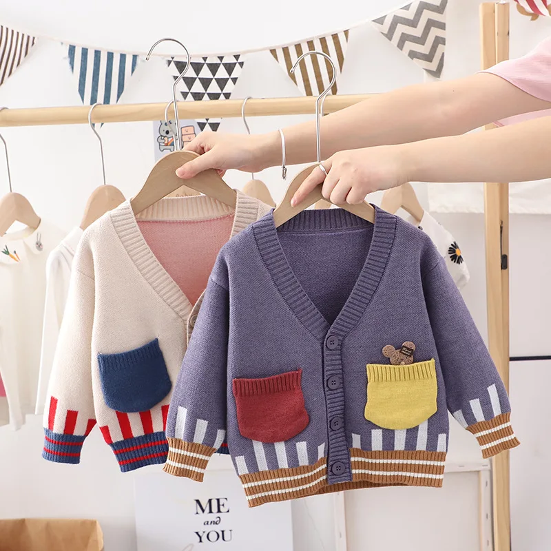 

Autumn New Style Boys and Girls Sweater Cardigan 2022 Children's Knitted Coats Little Baby Korean-style Children's Jacket Tops