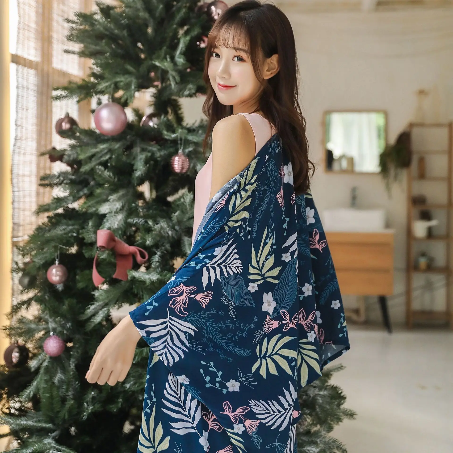 Хлопковая одежда для сна 4 шт. пижамы женщин сезон весна лето Привлекательные