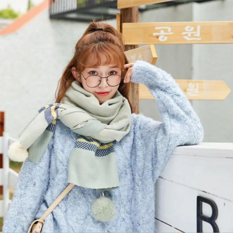 Осень-зима 2019 утолщенный кашемировый шарф с подбором цветов Женская Корейская