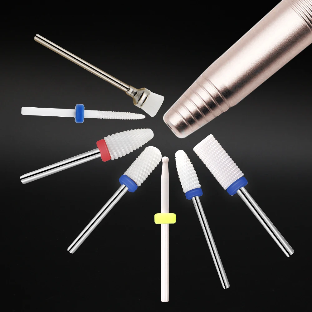 LKE Nail Drill Ceramics Bits Set Used For Cuticle Clean Polishing Grind Remove The Gel Grinding 7 Different Manicure Tools | Красота и
