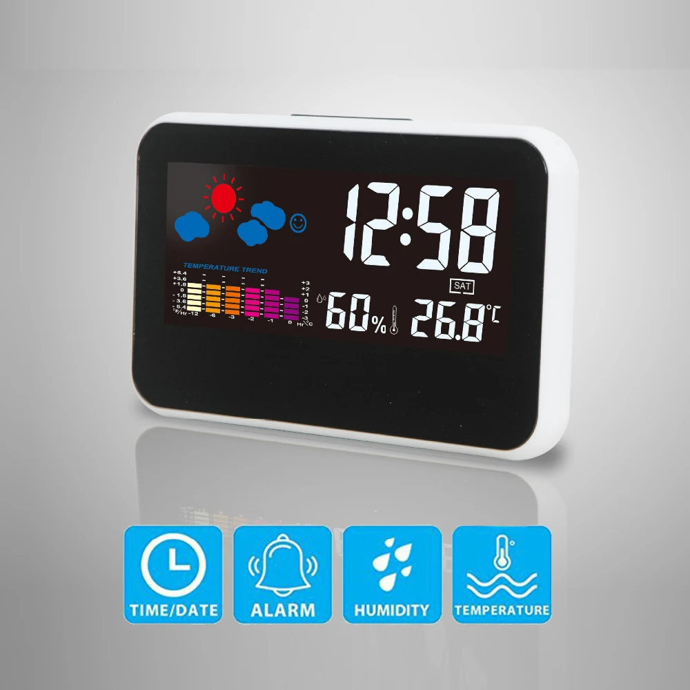 Светодиодные цифровые часы будильник электронные настольные дорожные с Цветной