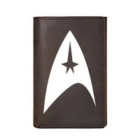 classic interstellar fleet headquarters genuine leather wallet for men business card holders male purses short money bags