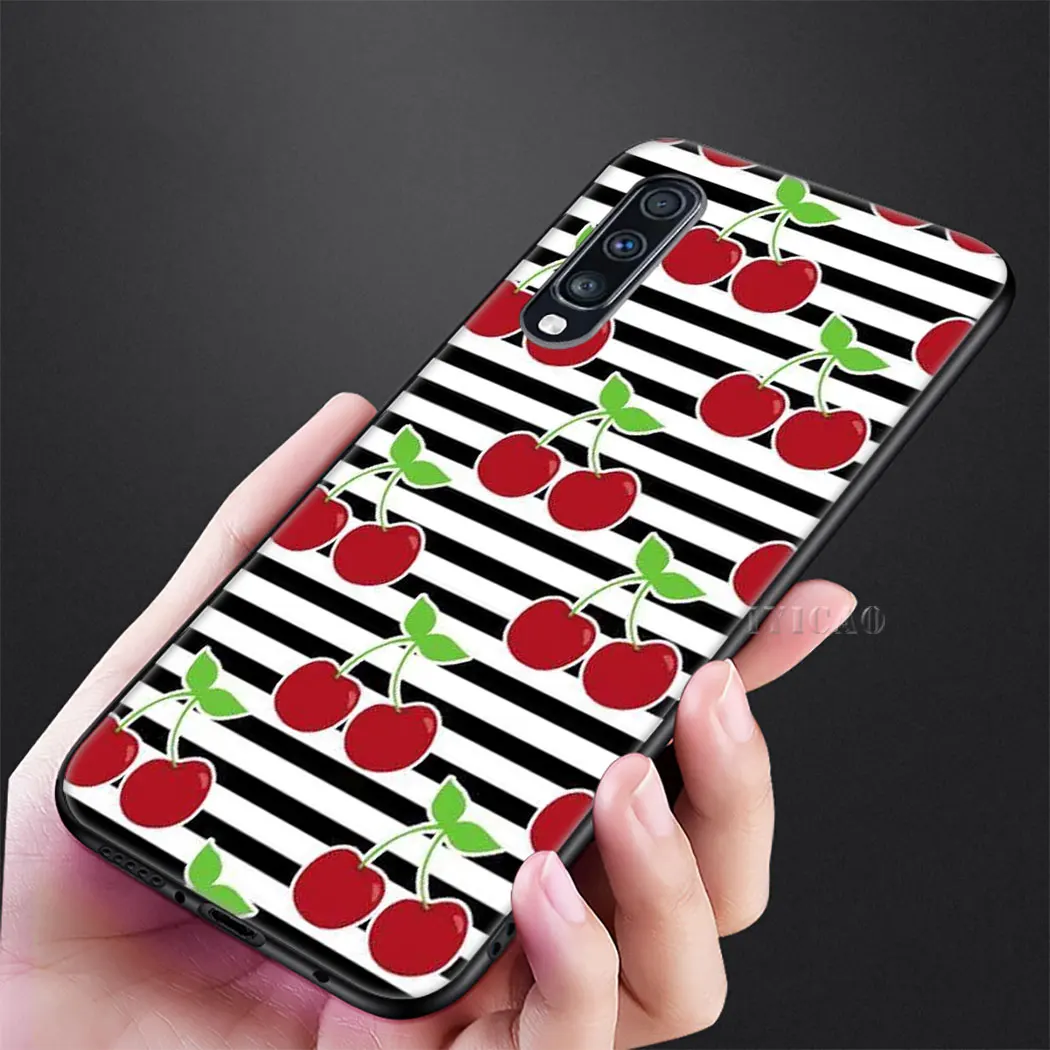 IYICAO Green Cherry Fruit Soft Case for Samsung Galaxy A9 A8 A7 A6 2018 Plus A3 A5 2016 2017 J6 Phone |