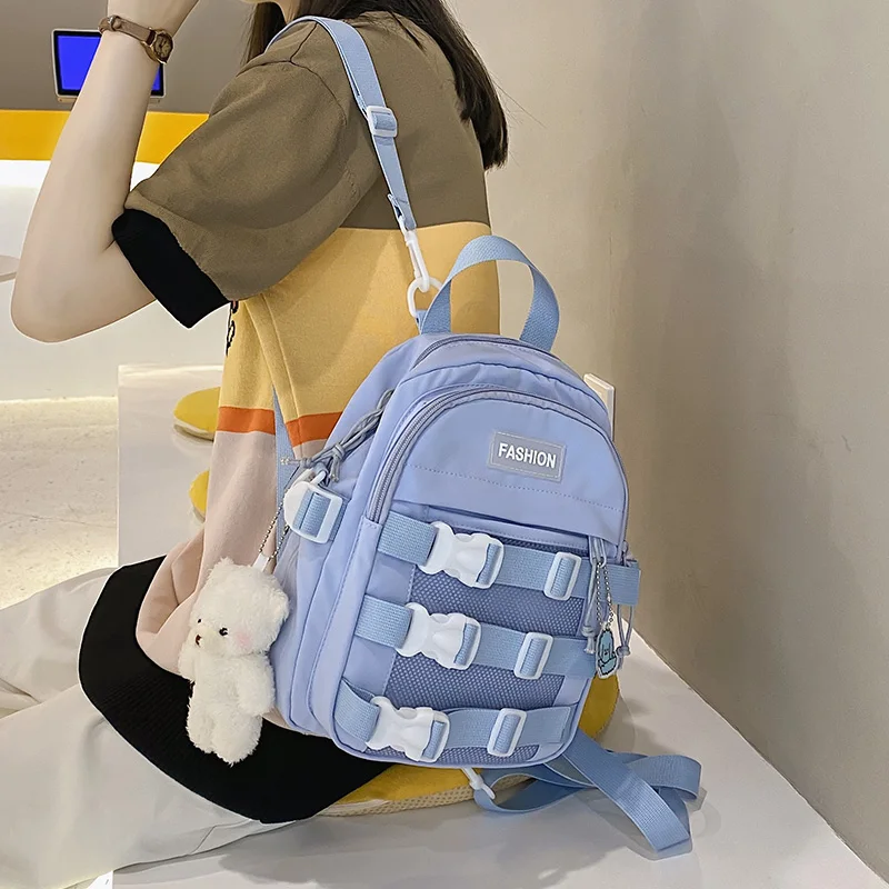 

Милый миниатюрный женский рюкзак в японском стиле Харадзюку, повседневная Милая школьная сумка для учеников, однотонный нейлоновый малень...