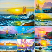 new 5d diy diamond painting full square round drill sea view diamond embroidery sailboat cross stitch home decor manual art gift