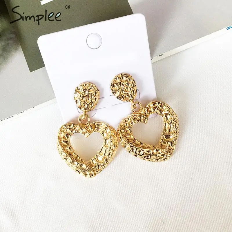 Simplee модные открытые женские серьги в форме сердца старинные ювелирные украшения женские модные серьги шикарные вечерние женские аксессуары