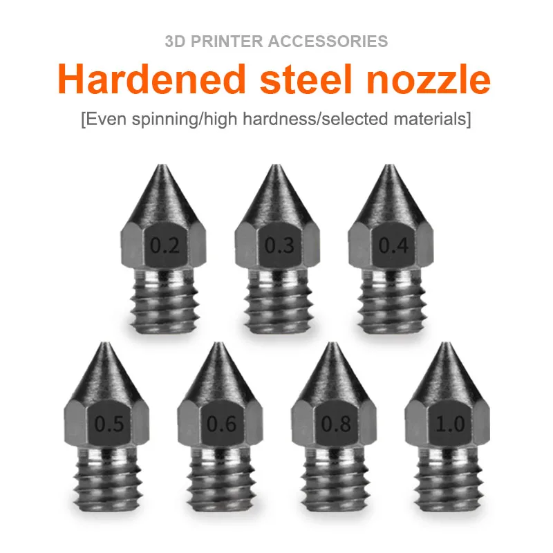 

MK7 MK8 Hardened Steel Tool High Temperature Pointed Wear Resistant Extruder Nozzle 1.75 mm 3D Printer For Creality CR-10 Ender3