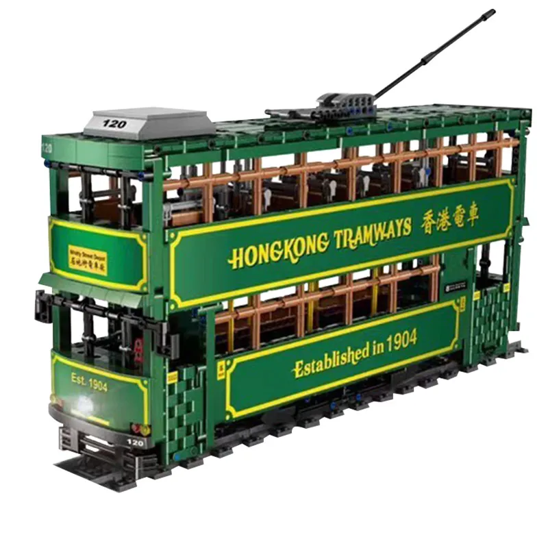 MOUD KING  APP RC 1904 Hong Kong Tram double decker bus Building blocks Assemble Toys Christmas Gifts KB120 images - 6