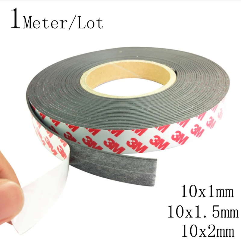 

1Meter/Lot 10*1 10*1.5 10*2mm Self Adhesive Flexible Soft Magnetic Strip Rubber Magnet Tape Strong Flexible Magnet Strip