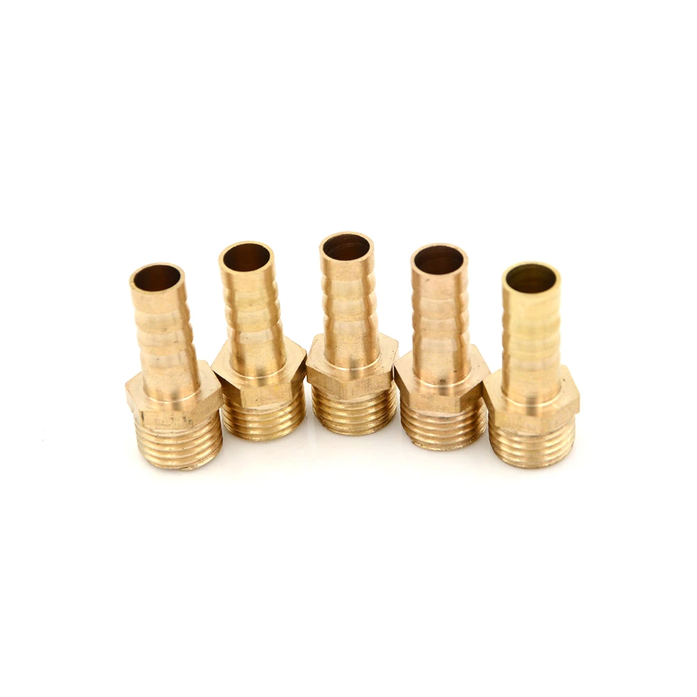 

5pcs 8mm 1/4" Male Hose Barb BSP Thread Brass Barbed Fitting Coupler Connector Adapter For Fuel Gas Water Wholesale